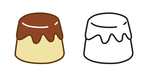 Fotobehang Cake vector pudding icon logo caramel illustration doodle © CNuisin