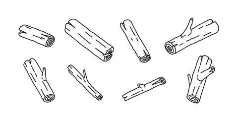 Wood branch vector icon firewood logo doodle illustration