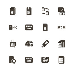 Sim Cards icons. Perfect black pictogram on white background. Flat simple vector icon.