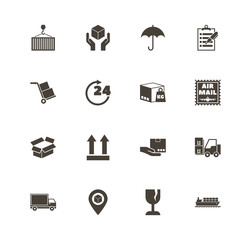 Logistics icons. Perfect black pictogram on white background. Flat simple vector icon.