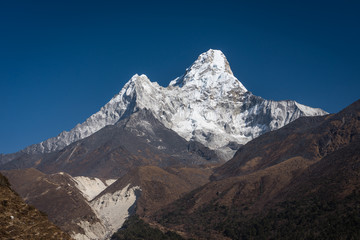 Ama Dablam mountain peak, the most famous peak in Everest region, Nepal