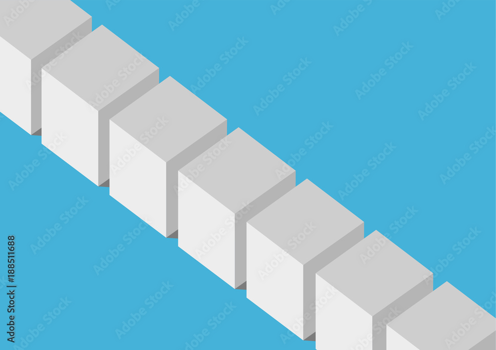 Poster flat design vector illustration of 3d boxes or blocks. concept for blockchain technology
