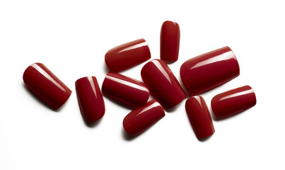 red artificial fingernails
