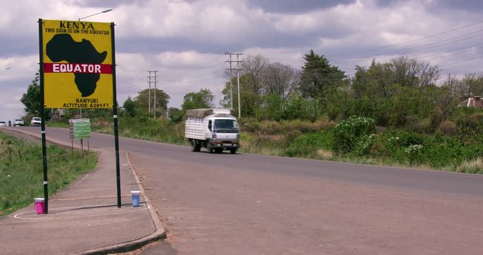 Traffic Cossing The Equator; Nanyuki And Samburu; Nanyuki, Kenya, Africa