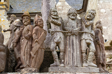 Eglise de Saint Thégonnec, Sculptures sur calvaire, Finistère, Bretagne