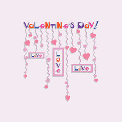Valentine's Day. Festive garland.  Postcard, banner, poster. The design of the congratulations for Valentine's Day.