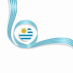 Uruguayan wavy flag background. Vector illustration.