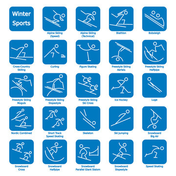 Thin Line Winter Sport Icons 