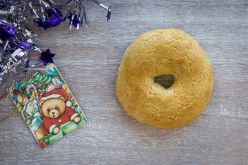Rollo de aceite. Typical christmas sweet of Murcia (Spain). Its ingredients are olive oil, white...