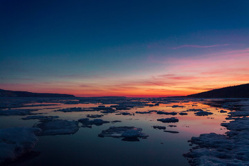 Ice floes floating on the water