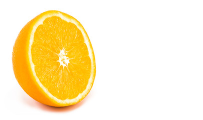 half of orange isolated on a white background  with copy space