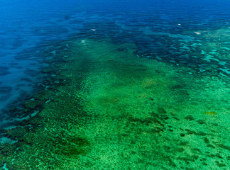 Aerial view of Moore Reef on the outer Great Barrier Reef in Australia