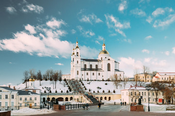 Fototapeta na wymiar Vitebsk, Belarus. Famous Landmark Is Assumption Cathedral Church