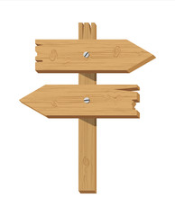 Empty direction blank on wooden signboard.