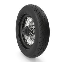 Motorcycle Back Wheel on white. 3D illustration