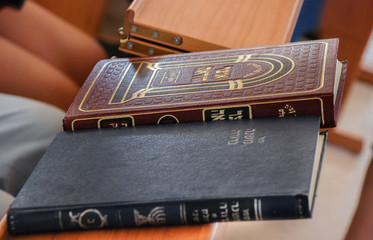 Jewish holy books in synagogue