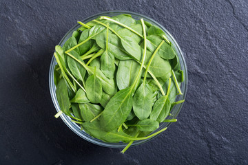 fresh green baby spinach