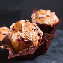 Cranberries and raisins muffin
