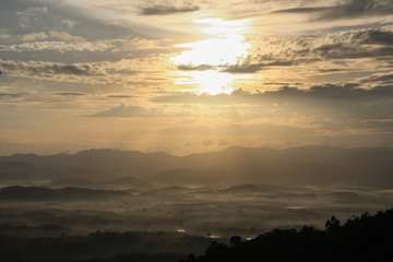 a little fog on the mountain. It name ''Khao Khai Noy'' at Phang-nag,Thailand