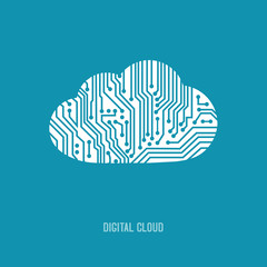Vector digital cloud icon.