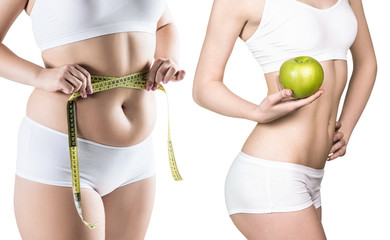 Woman's body before and after weight loss.