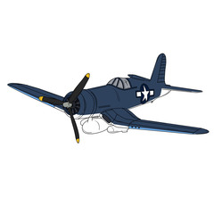 Original color computer illustration of a vintage WW2 fighter aircraft.