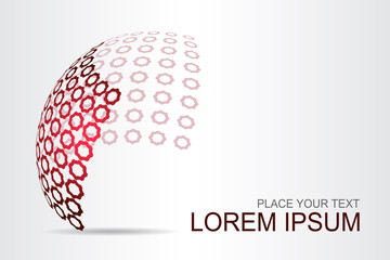 Logo stylized spherical surface with abstract shapes