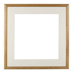 Empty picture frame, square, narrow wood effect moulding with mount