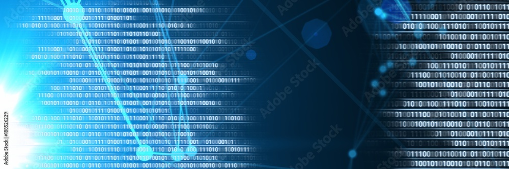 Poster code binary interface and blue background