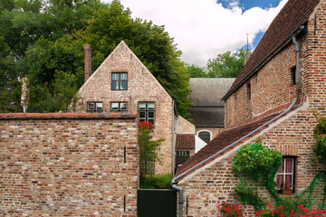 Beautiful old city of Bruges. Old buildings of brick