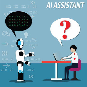 Artificial intelligence concept,used AI for helping human in work - vector