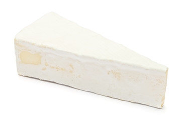 Piece of brie or camambert cheese on a white background