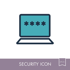 Laptop with password notification and lock icon