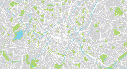 Urban vector city map of Birmingham, England