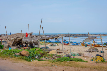 Fototapeta na wymiar Fishing boats in Negombo, Sri Lanka