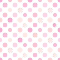 Polka dot seamless pattern in pastel pink colors.