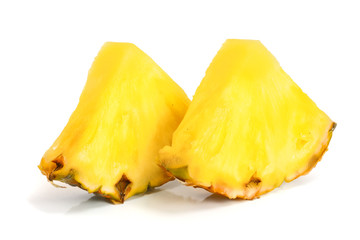 pineapple slices isolated on white background close-up