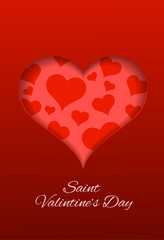 Saint Valentine's Day. Postcard with heart in paper style. Vector