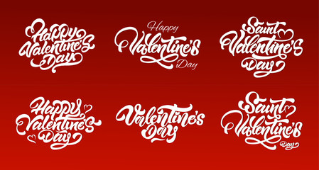 Happy Valentines Day Lettering set. Saint Valentine's Day design for postcard or gifts. Valentine's Day vector illustrations.