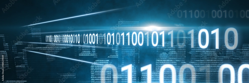 Poster code binary interface and blue background