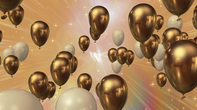 3d render golden balloons celebrations background