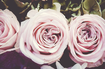 Rose de couleur pastel dans composition florale