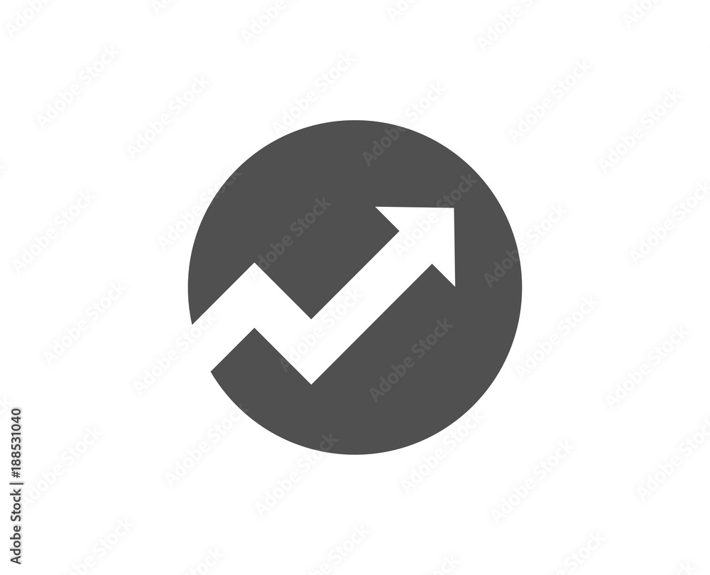 Poster chart simple icon. report graph or sales growth sign in circle. analysis and statistics data symbol.