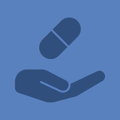 Open hand with pill glyph color icon