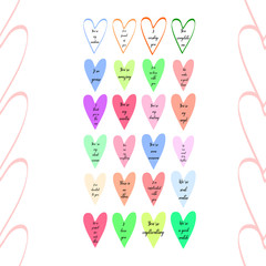 Set of quotes about love. Valentine's day design elements for poster, banner, label, web, advertisement.