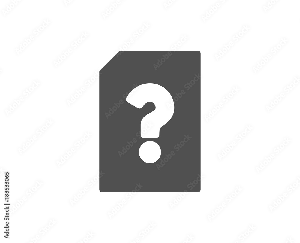 Poster unknown document simple icon. file with question mark sign. untitled paper page concept symbol. qual