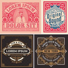 Obraz premium Old cards set with floral details. Elements organized by layers.