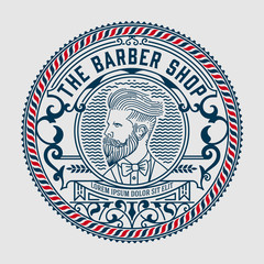 Barber shop logo with hipster man