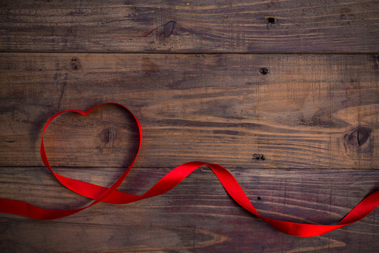 lentines day celebration concept background. Red ribbon hearths