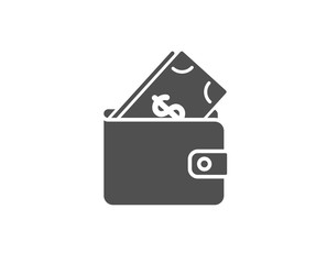 Wallet with Cash money simple icon. Dollar currency sign. Payment method symbol. Quality design elements. Classic style. Vector